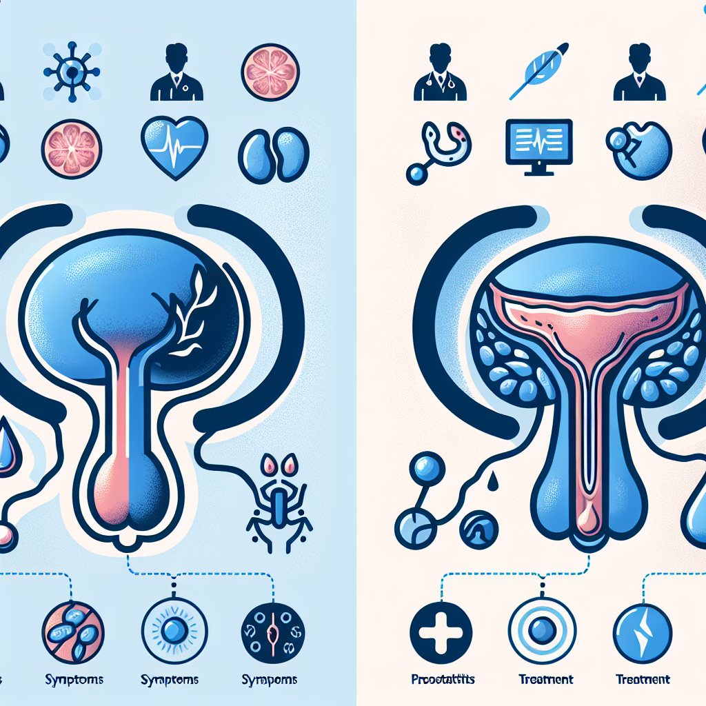 صورة مقارنة بين الأعراض والعلاجات لتضخم البروستاتا الحميد والتهاب البروستاتا.