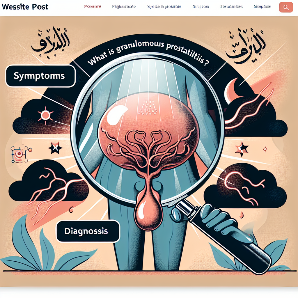 صورة طبية لغدة البروستاتا تظهر التهاب البروستاتا الحبيبي مع خلايا التهابية تحيط بعقيدات نسيجية